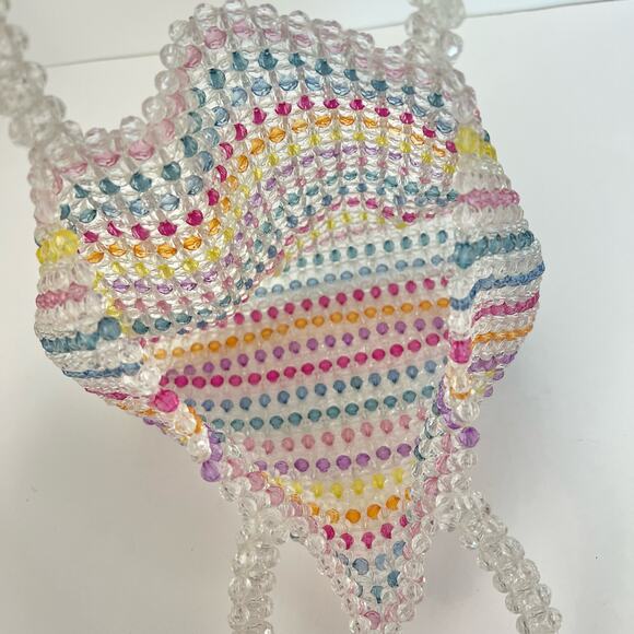 Aqua Samira Striped Beaded Mini Tote Handbag Clear Multicolor Bloomingdales - Picture 8 of 9